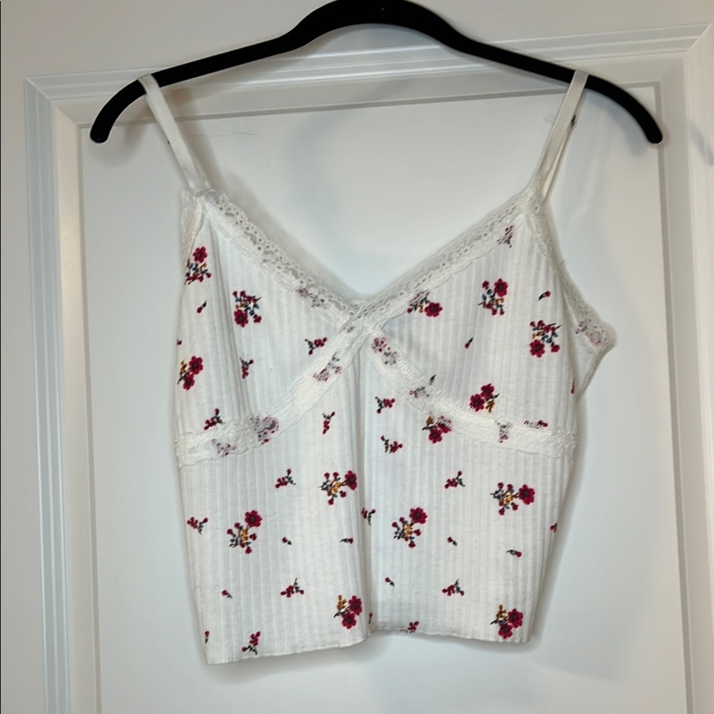 Wild Fable White Ribbed Tie Front Camisole